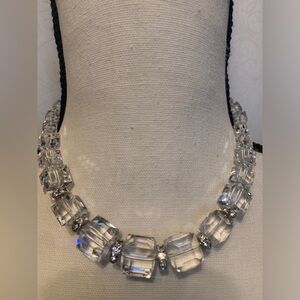 Swan Swarovski Silver Tone Graduated Cube Crystals Women's Necklace